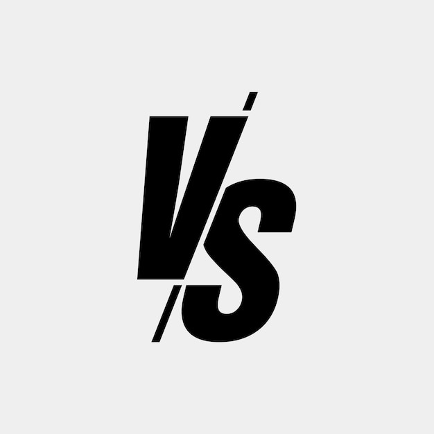 Vector versus sign modern style black color isolated on white background for battle, sport, competition, contest, match game, announcement of two fighters. VS icon.