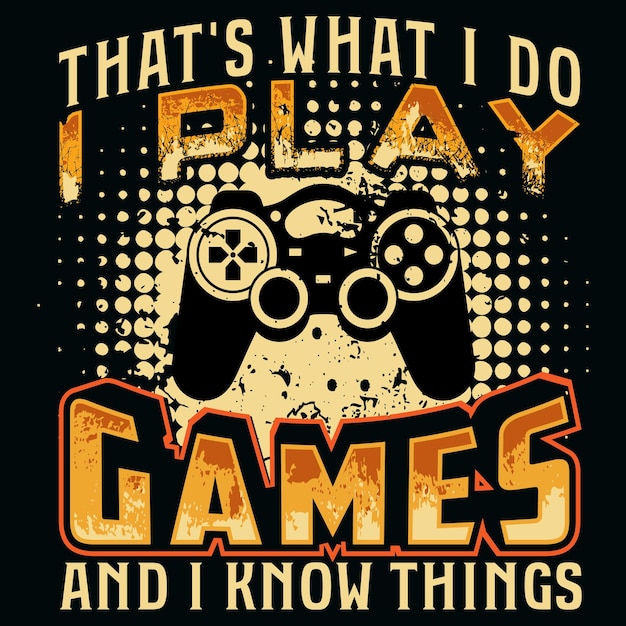 Vector video gamer t-shirt design