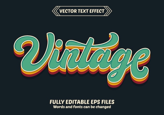 Vector vector vintage 3d editable text effect design