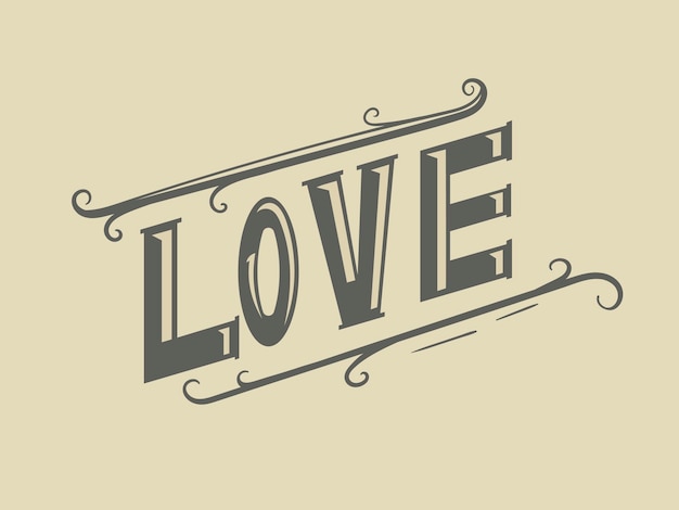 Vector vintage banner or gift card for valentine day with ornament and text love