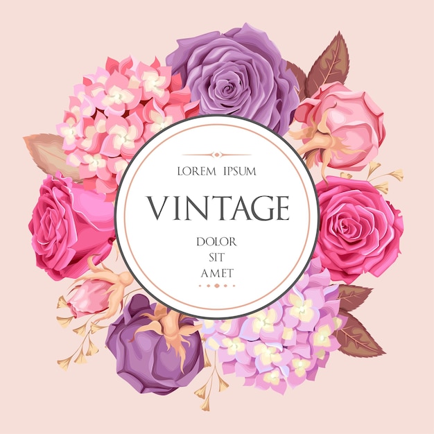 Vector vintage card with spring flower