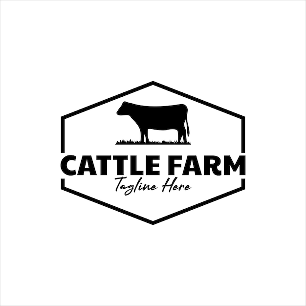 Vector vintage cattle animal farm logo design concept illustration idea