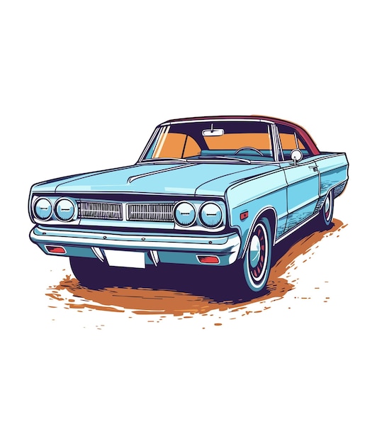 Vector vintage classic car illustration on white background vintage classic car illustration