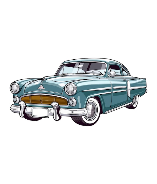 Vector vintage classic car illustration on white background vintage classic car illustration