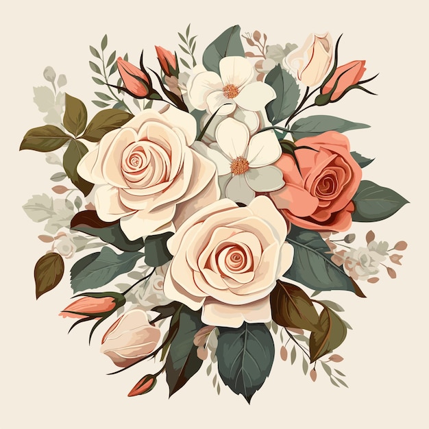 A vector vintage clipart of flowers bouquet