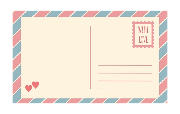 Vector vintage postcard template isolated on white background Empty romantic retro post card