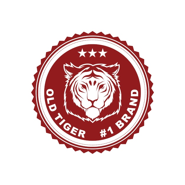 Vector vintage style badge design template with tiger