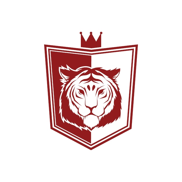 Vector vintage style shield design with tiger