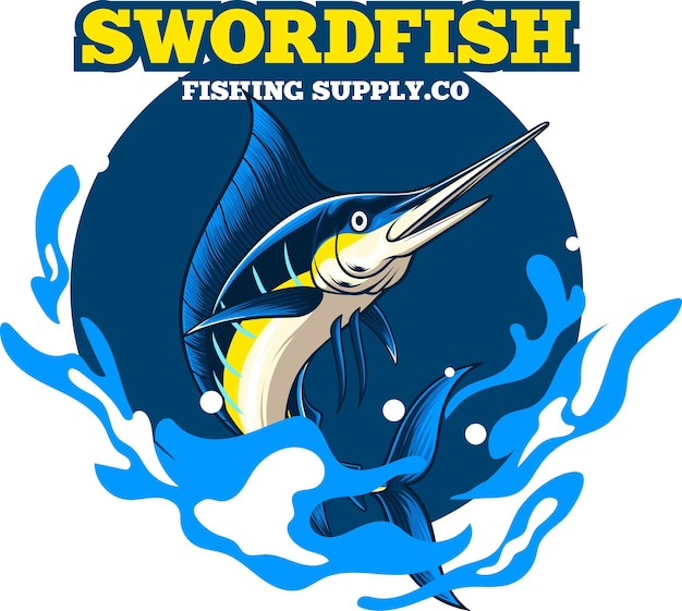 vector of vintage t-shirt design of swordfish fishing