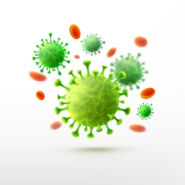 Vector of viruses on white background. bacteria germs microorganism virus cell , human health microbiology science and virus outbreaking concept.