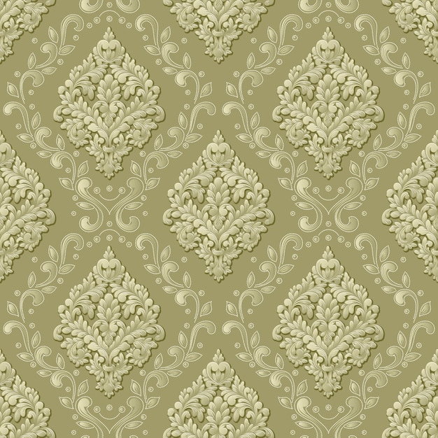 Vector volumetric damask seamless pattern background Elegant luxury embossed texture for wallpapers backgrounds and page fill 3D elements with shadows and highlights