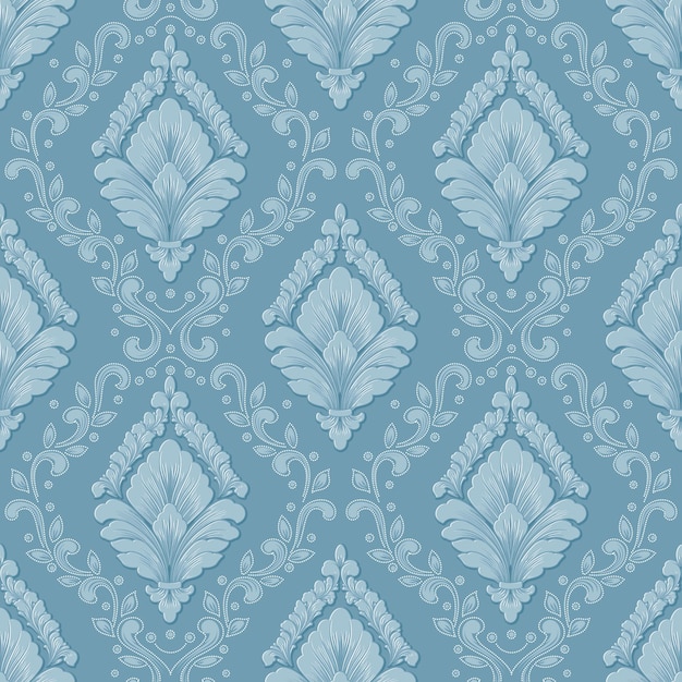 Vector vector volumetric damask seamless pattern background elegant luxury embossed texture for wallpapers backgrounds and page fill 3d elements with shadows and highlights