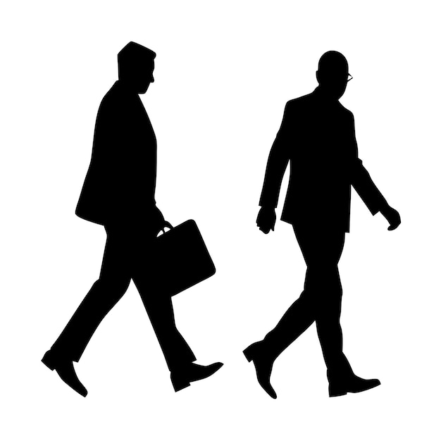 Vector vector walking with briefcase silhouette white background 10