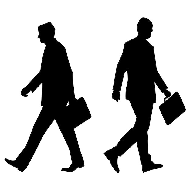 Vector vector walking with briefcase silhouette white background 15