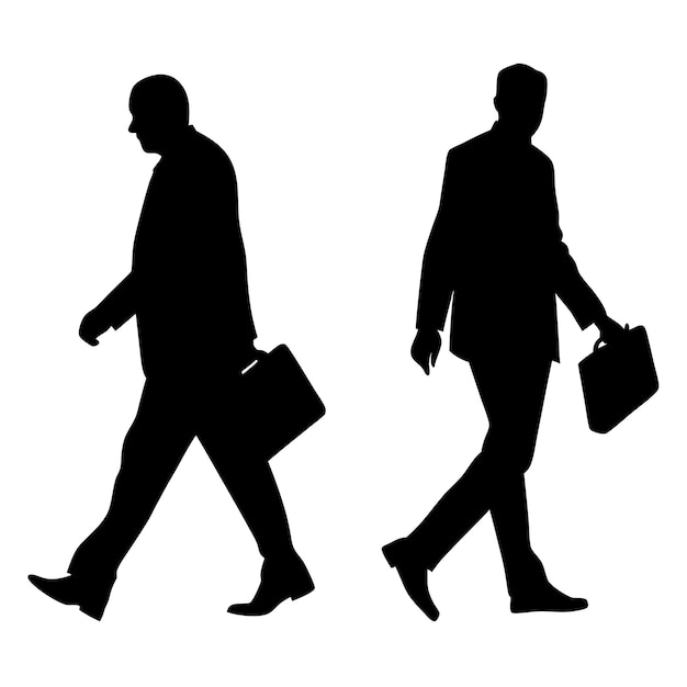 Vector vector walking with briefcase silhouette white background 16