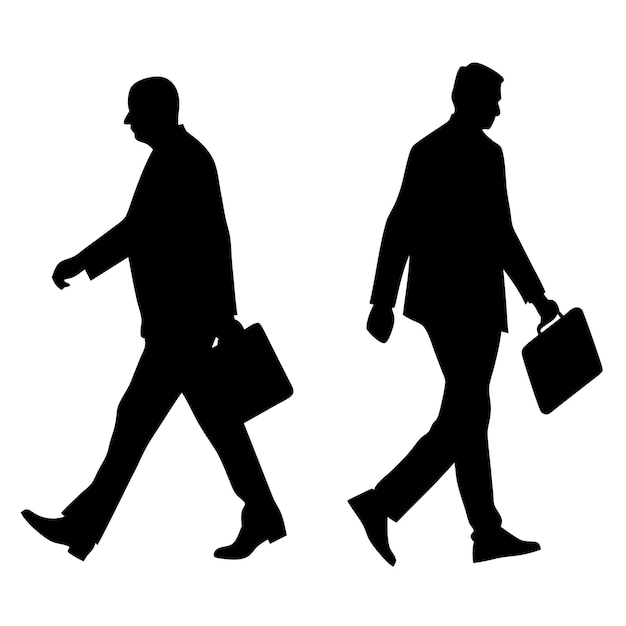 Vector vector walking with briefcase silhouette white background 6