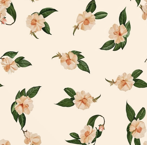 Vector wallpaper with beige flowers