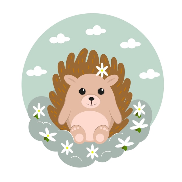 Vector wallpaper with hedgehog in children room