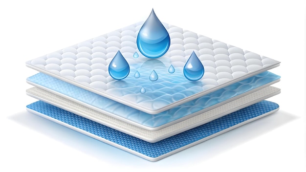 vector water droplets flow through the absorbent pad