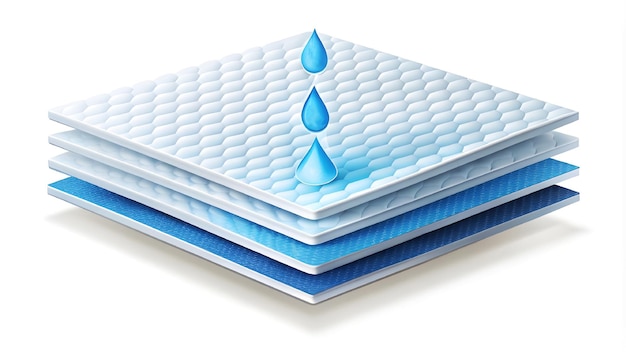 vector water droplets flow through the absorbent pad