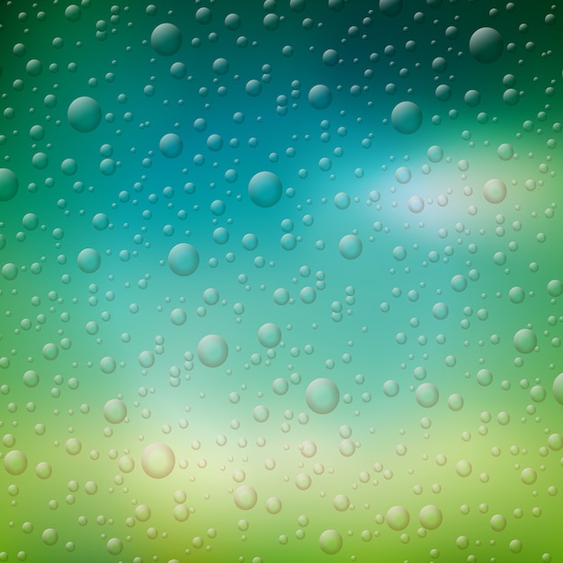 Vector water drops illustration on blurred nature background