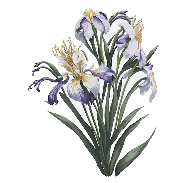 Vector watercolor Bulbous iris clipart floral bouquet