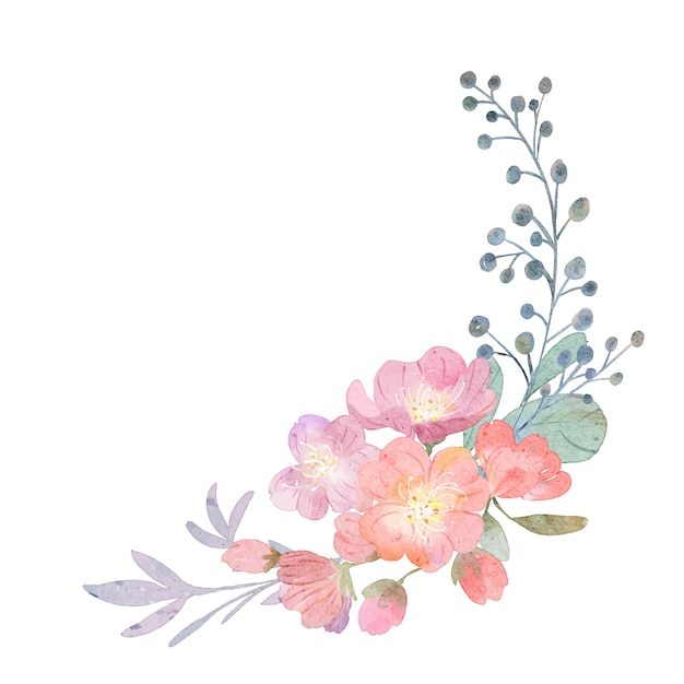 Vector watercolor flower bouquet collection