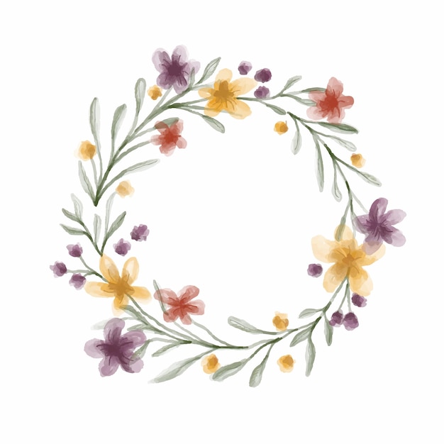 Vector watercolor flower wreath Elegant floral design for invitation wedding or greeting card