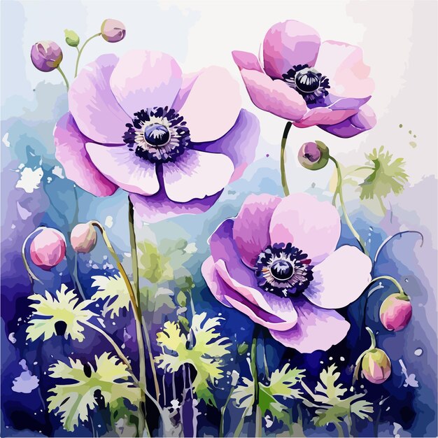 Vector vector watercolor of flowers