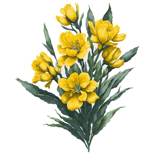 Vector vector watercolor freesia yellow canary clipart floral