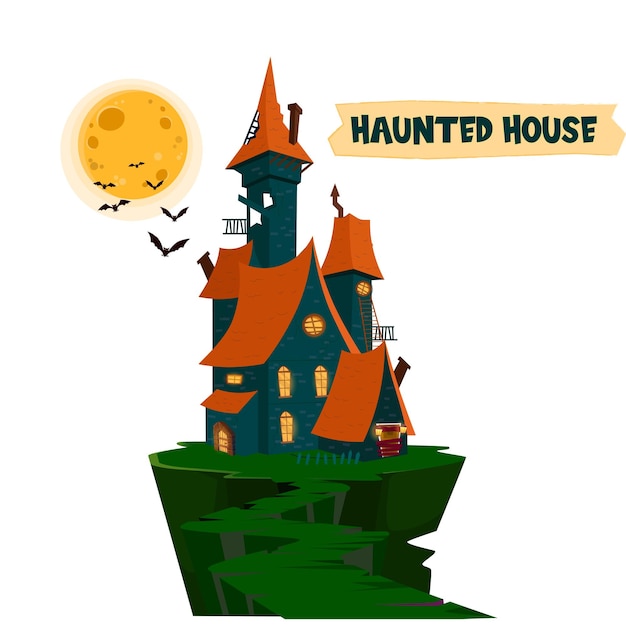 vector watercolor halloween house illustration