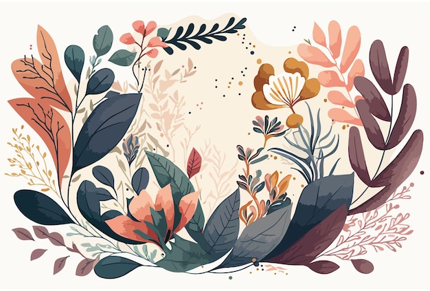 Vector watercolor hand-drawn floral background flat illustration