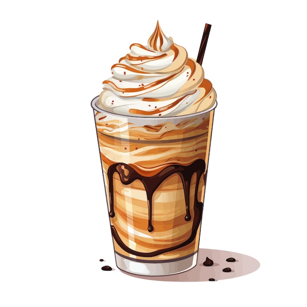 Vector watercolor illustration of cappuccino