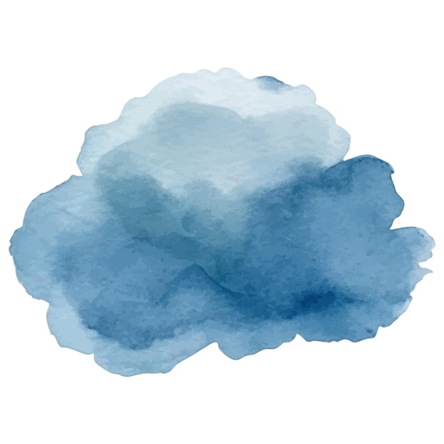 Vector watercolor painted cloud Hand drawn design elements isolated on white background