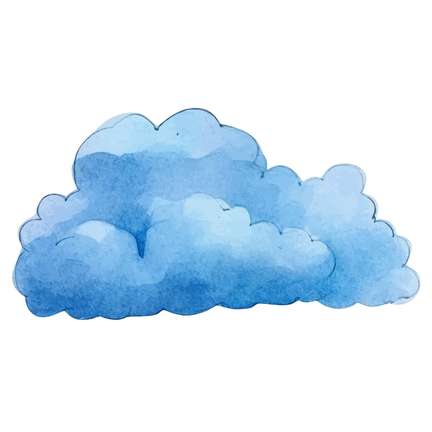 Vector watercolor painted cloud Hand drawn design elements isolated on white background