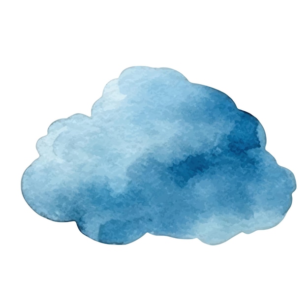 Vector watercolor painted cloud Hand drawn design elements isolated on white background