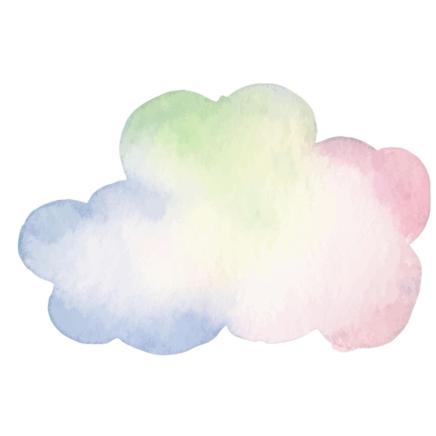 Vector watercolor painted cloud Hand drawn design elements isolated on white background