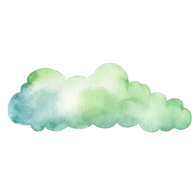 Vector watercolor painted cloud Hand drawn design elements isolated on white background