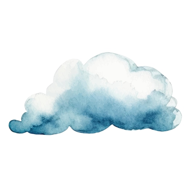 Vector watercolor painted cloud Hand drawn design elements isolated on white background