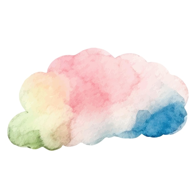 Vector watercolor painted cloud Hand drawn design elements isolated on white background