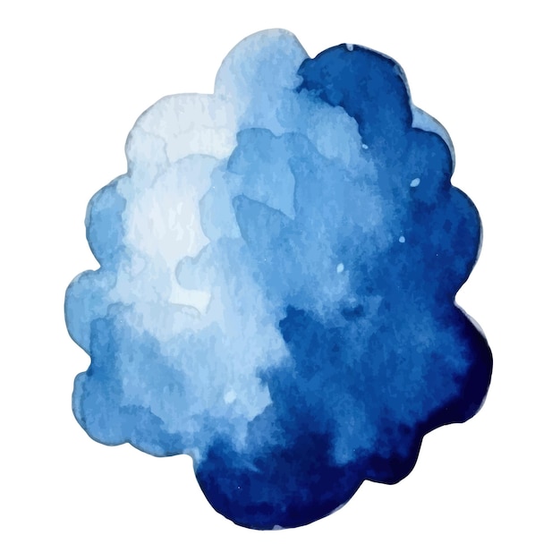 Vector watercolor painted cloud Hand drawn design elements isolated on white background