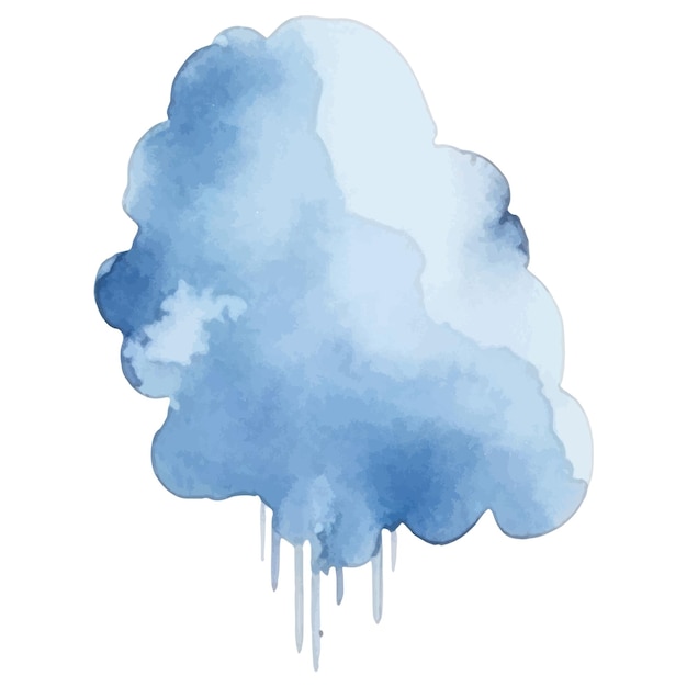 Vector watercolor painted cloud Hand drawn design elements isolated on white background