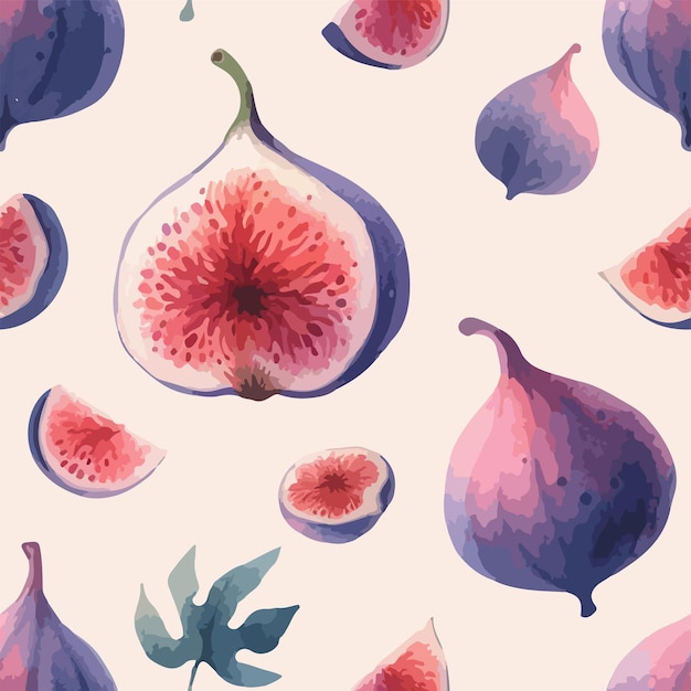 Vector watercolor seamless pattern with figs