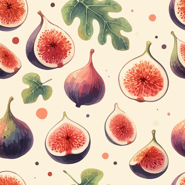 Vector watercolor seamless pattern with figs