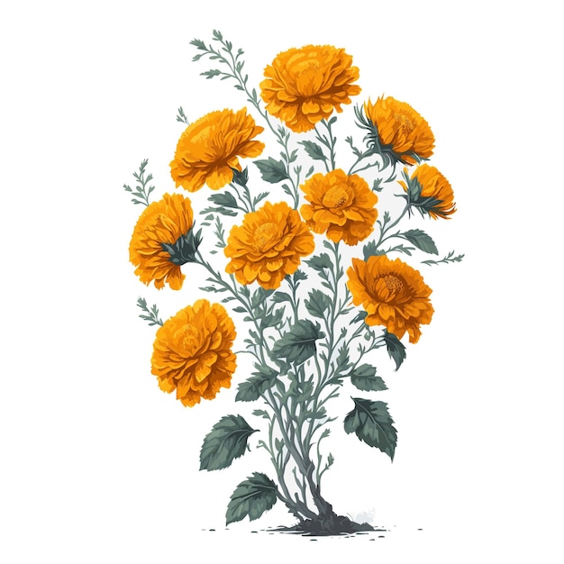 Vector Watercolor Tree marigold clipart floral