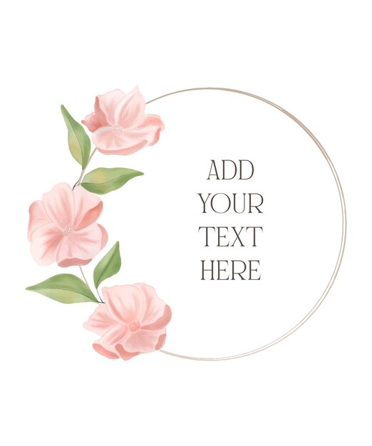 Vector vector watercolour wreath with pink peony blossom. modern wreath. banner template. flower shop logo