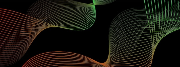 Vector wave lines flowing dynamic isolated on black background