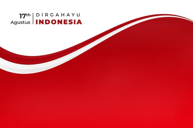 Vector wavy flag blank background Indonesia independence day design