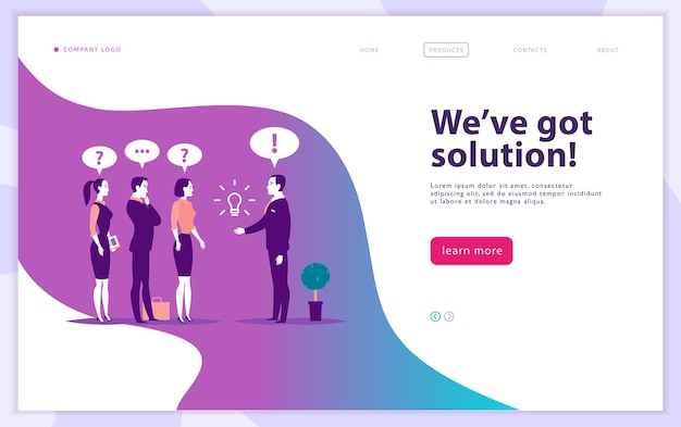 Vector web page design template  complex business solution project support online consult modern technology service time management planning Landing page Mobile app Flat concept illustration