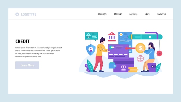Vector web site design template Credit card and digital banking home finance money payment Landing page concepts for website and mobile development Modern flat illustration